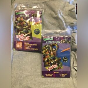 Teenage mutant ninja turtles 8 invitation & 8 thank you Cards-New